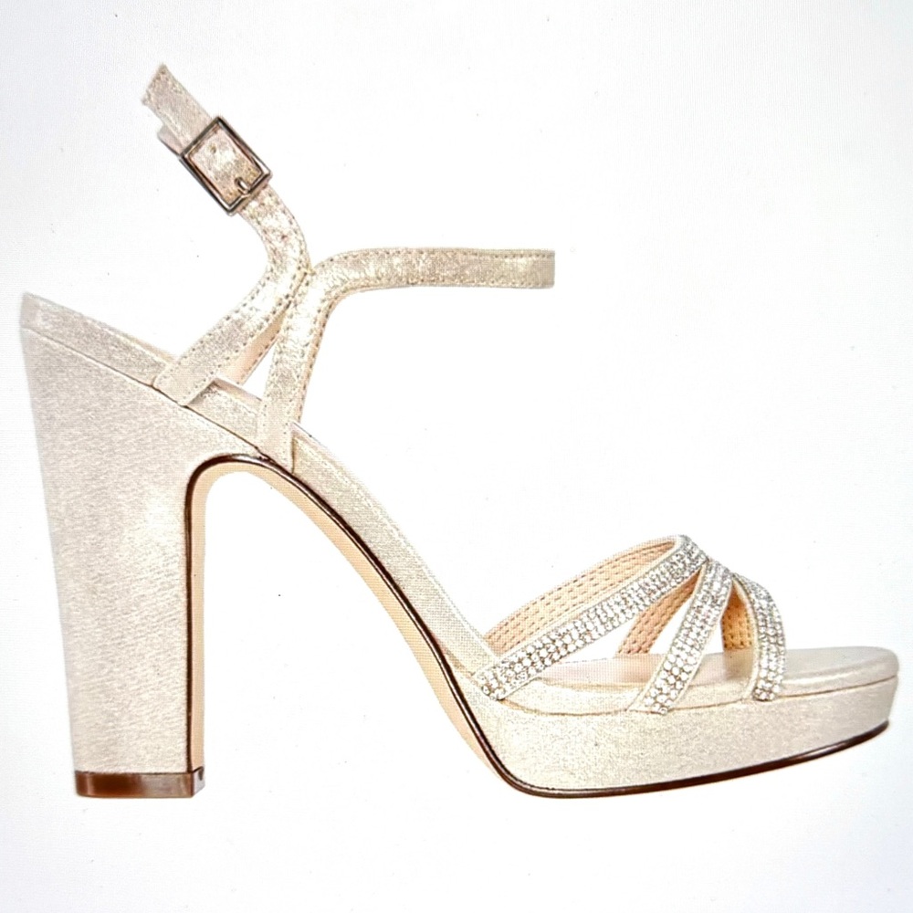 Nina Women's Saralyn Silver Platform Block Evening Sandals NWOT - Picture 3 of 14